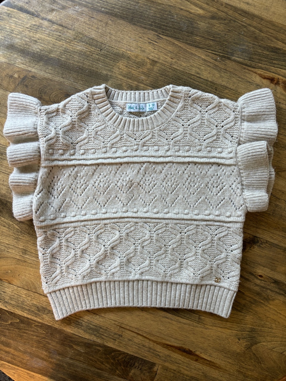 Girls Abel & Lula Cream Short Sleeve Sweater